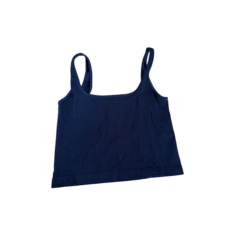 OQQ black ribbed cropped tank top athletic wear sports running layering